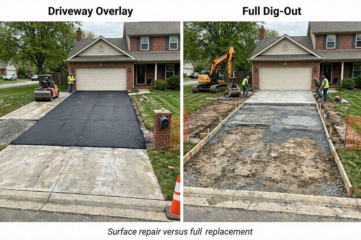 Driveway surface preparation before replacement
